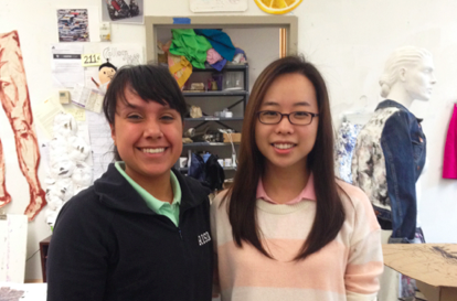 Clare Jessey and Hyunji Lee, both accepted to RISD, pose for a picture. Photo Caption: Christina Pierno  