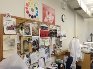 A selection of artwork and decorations in the portfolio art room.