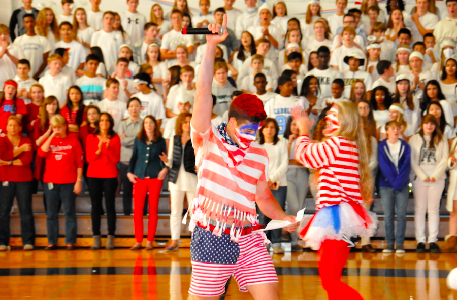 Zane Homsi performs during the Pep Rally.