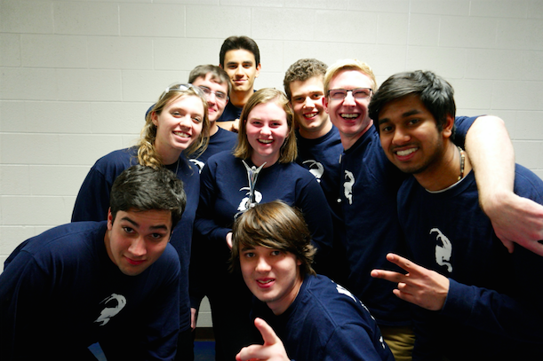The Flint Hill seniors and members of robotics team IBEX 6341 pose for a picture with their first place PTC Design Award trophy. From left: Jack Moore, Cailin Mazan, Ian Schmidt, Alexander Gupta, Hailey Scherer, Julian Anderson, Brady Culman, Benjamen Fybel, and Raad Khan.