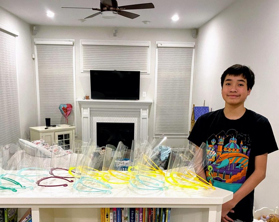 Nathan Bui uses his 3D printer to create medical shields