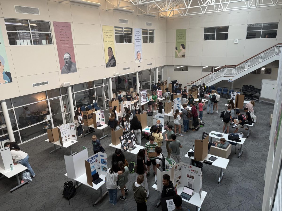 Club Fair set up in Learning commons