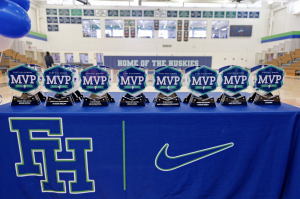 Awards are arranged for presentation at the Fall Athletic Awards Ceremony.